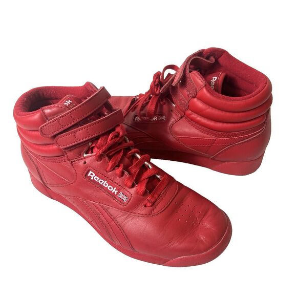 Vintage Reebok Freestyle High Tops 1980s Retro Red Womens Size 7 Lace Up Sneaker - Picture 1 of 11